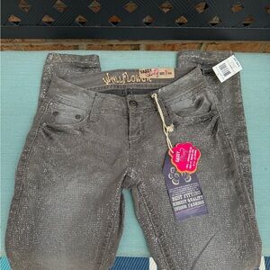 Wallflower Women's Glittery Gray Skinny Jeans